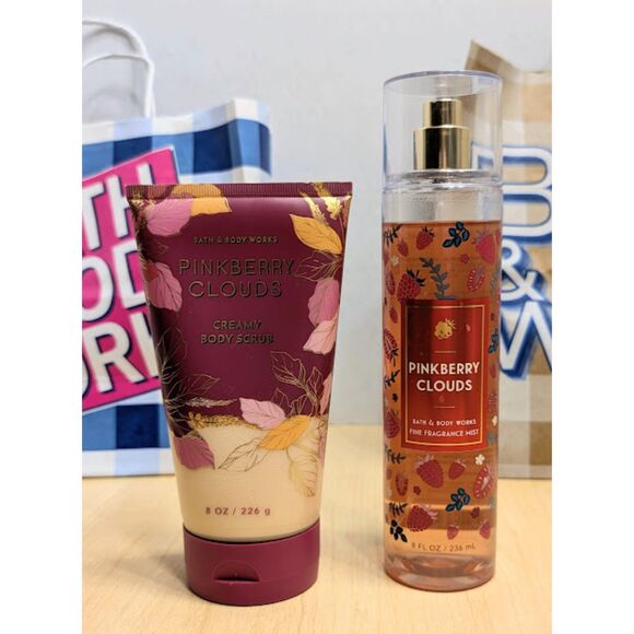 Bath & Body Works Pinkberry Clouds Creamy Body Scrub + FFM Bundle Set of 2 - Picture 1 of 5